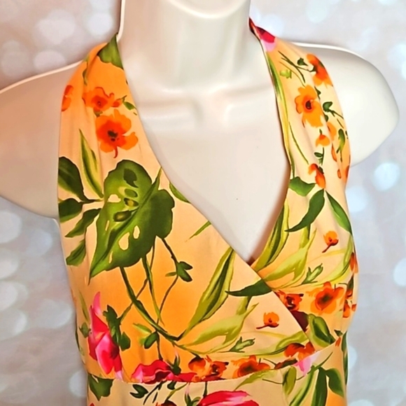 Caribbean Joe | Yellow Tropical Halter Dress - Picture 2 of 7